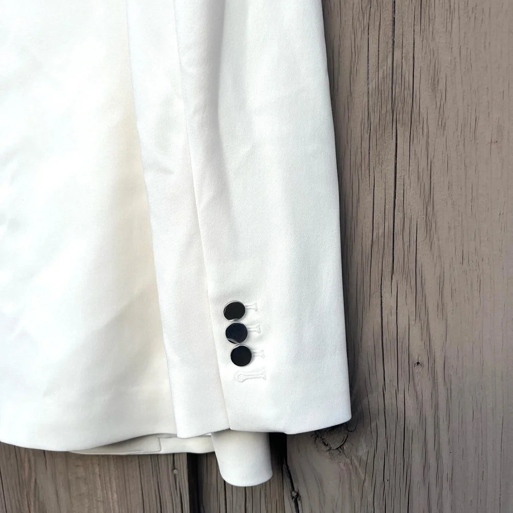 NWT Theory Relax SB JKT Rice Admiral Crepe White Jacket - Size 8 - Picture 4 of 9